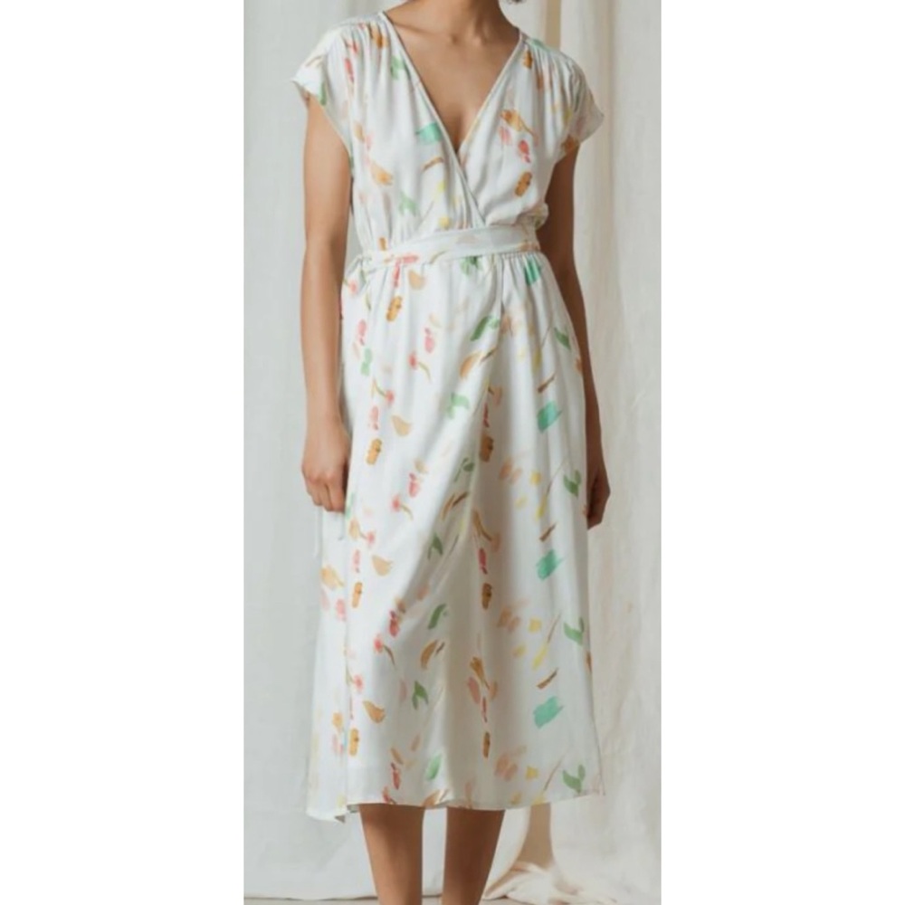 Indi & Cold Arty watercolor wrap print dress